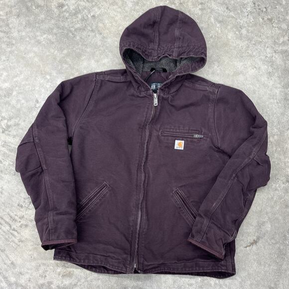 Carhartt Womens Sherpa Lined Jacket Coat Purple Women S Hooded Zip Plum Faded - Picture 4 of 13